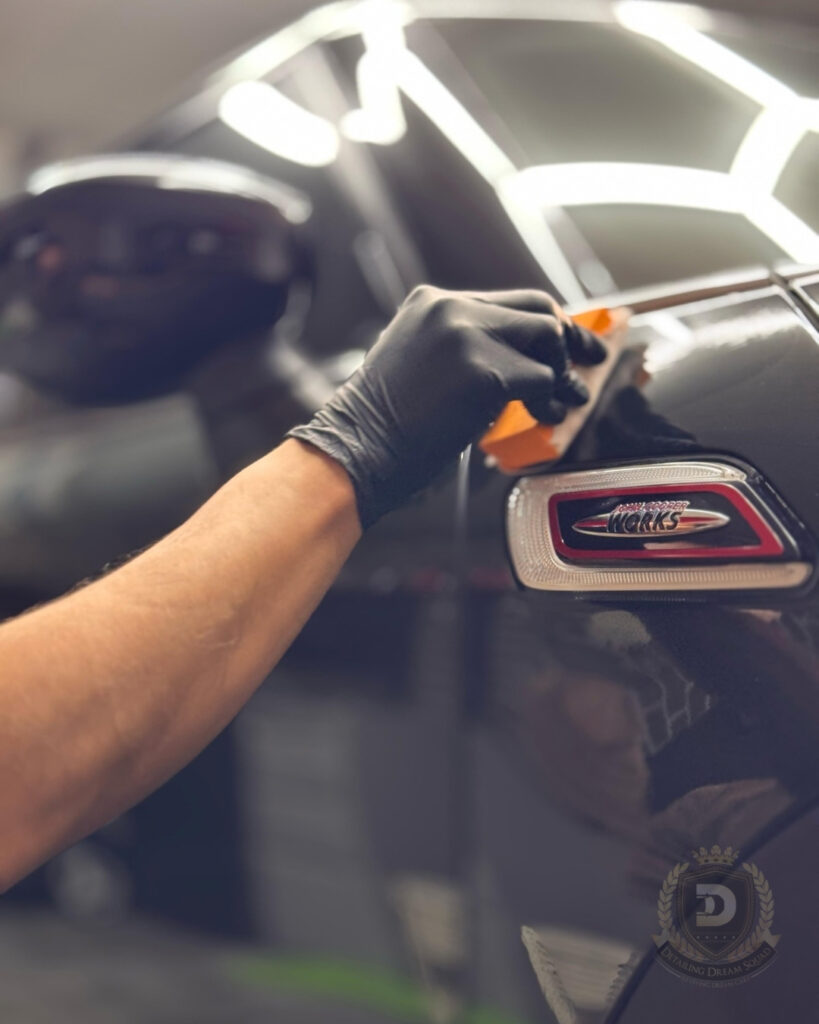 Close up of professional ceramic coating application in Sydney ceramic coating studio